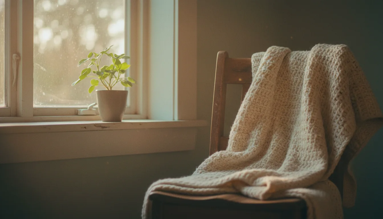 A warm, recovery-focused workspace representing voice typing as a stroke recovery tool